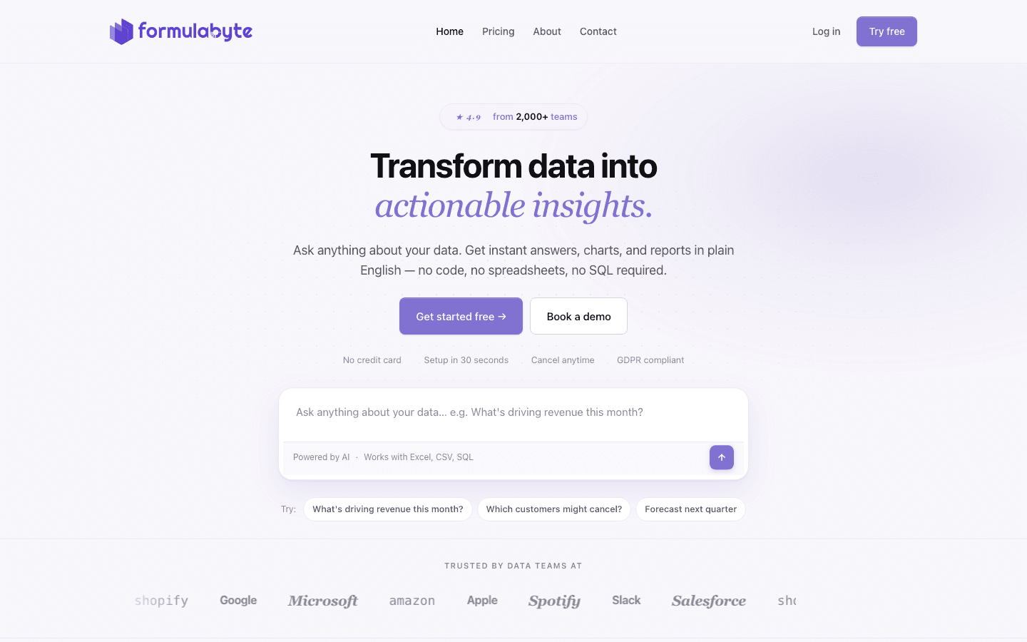 Formula Byte live homepage