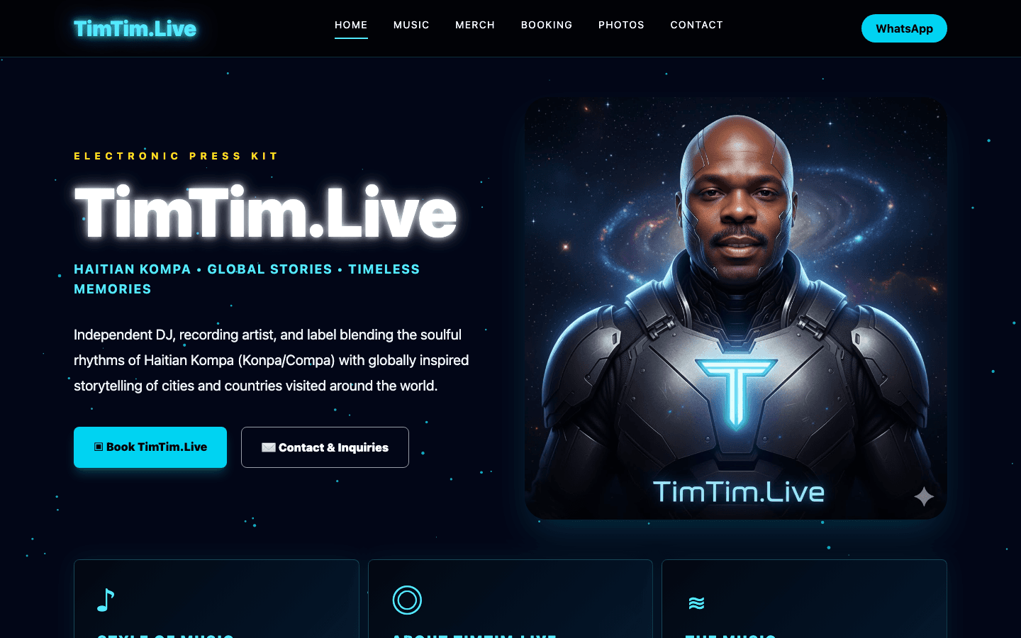 Timtim Portfolio live homepage