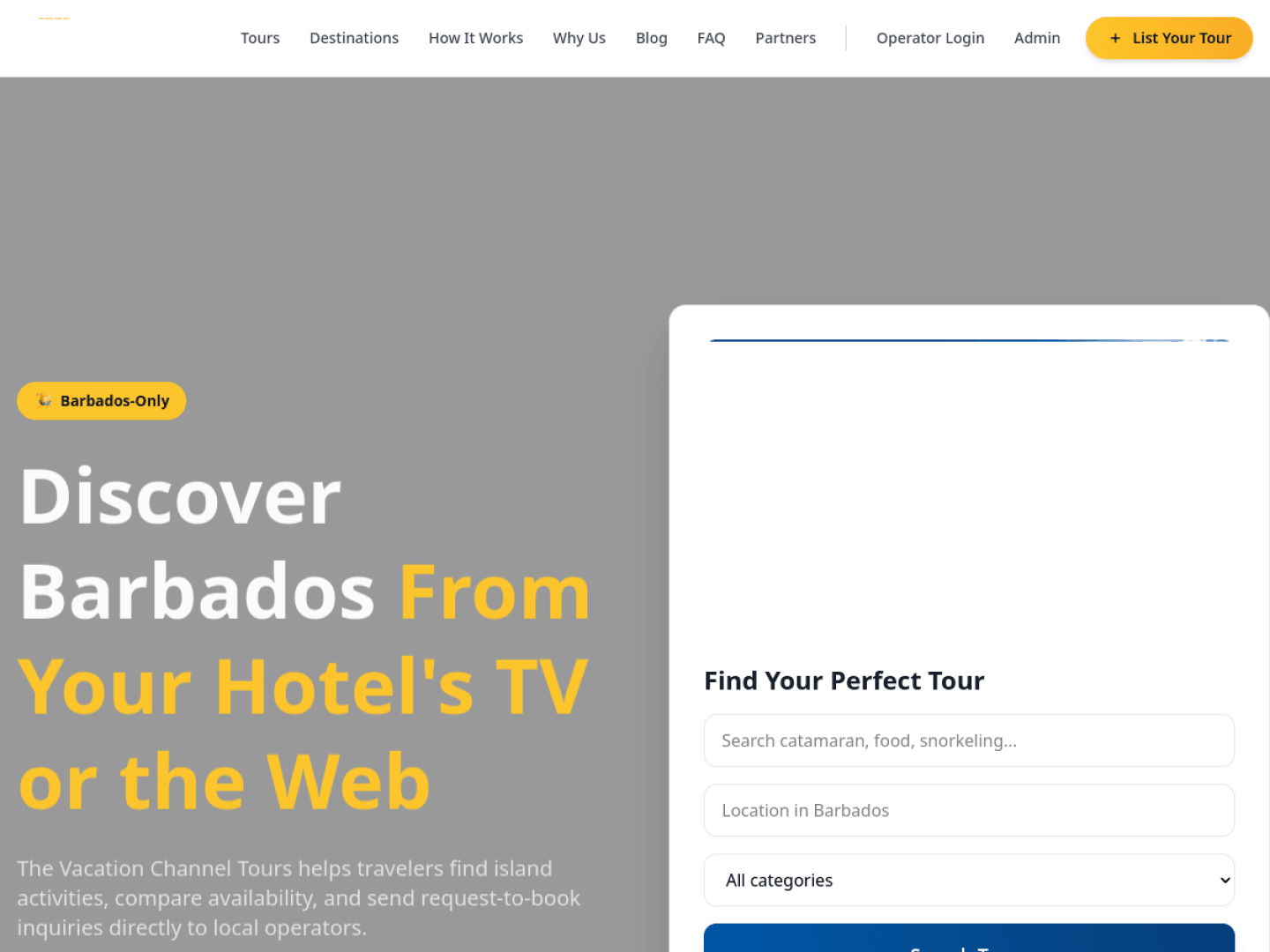 Vacation Channel Tours live homepage